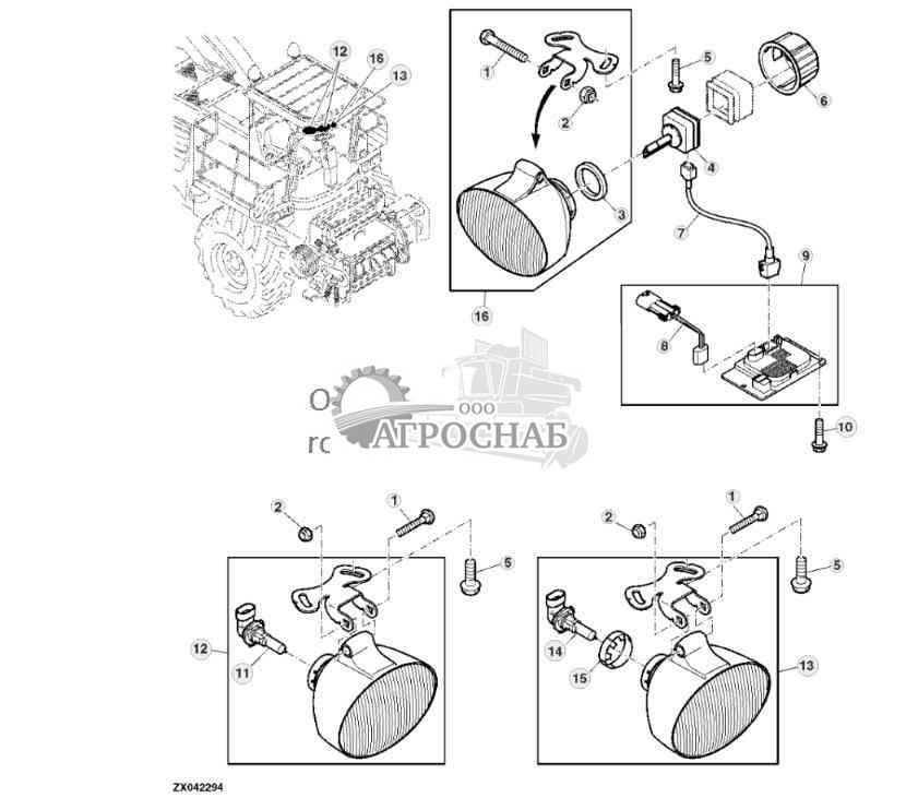 Фонари на крыше кабины 